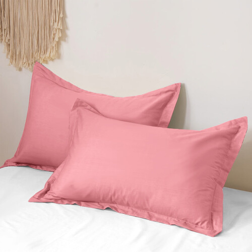 Solid Color Pillowcase Pillow Cases Standard Size Set of 2 - Polyester Microfiber Pillowcases, Super Soft and Cozy Pillow Case (Pink)