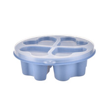Boîte à goûter en forme de cœur avec couvercle - Boîte bento à 4 compartiments pour fruits, bonbons, déjeuner à emporter (bleue)