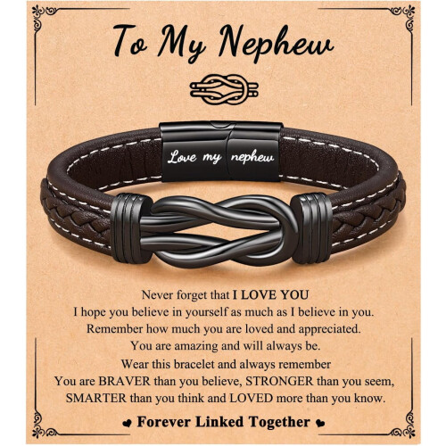 Δερμάτινο βραχιόλι Forever Linked Together για αγόρια, γενέθλια, αποφοίτηση, ημέρα του