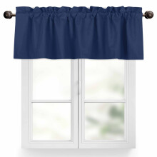 Cantonnière bleu marine 42 x 18 po à œillets – Rideau filtrant la lumière pour cuisine, salon et chambre (1 panneau)