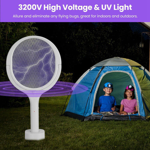 Electric Bug Zapper Racket 3-in-1 with Telescopic Wand 2