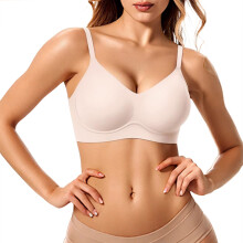Saumattomat push-up-rintaliivit beige, kaarituettomat, kevyesti topatut M