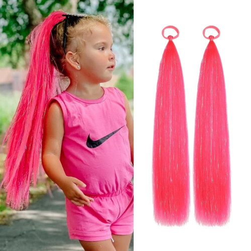 Extension de cheveux en guirlande avec élastique, queue de cheval, 70 cm (27,5 pouces). 2