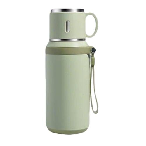 Vakuumisolierte Edelstahlflasche mit Deckel (2-in-1)