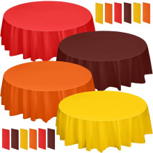 Lot de 12 nappes rondes jetables en plastique de 213 cm (84 pouces) pour la décoration de Thanksgiving, d'automne, des récoltes et des fêtes