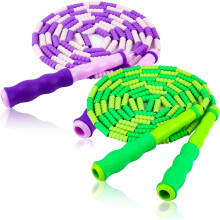 Kids Adjustable Jump Rope, Tangle-Free Beaded Skipping Rope for Ages 4-12, Compatible with Fitness Use