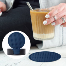 Ensemble de 6 porte-gobelets en silicone avec support en plastique, dessous de verre antidérapant pour table basse, porte-boissons, protection de