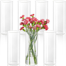 Lot de 7 vases cylindriques en verre transparent de 25 cm (10 pouces) pour centres de table, fleurs et bougies flottantes – Convient pour la