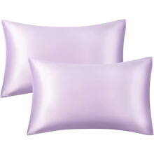 Taie d'oreiller en satin soyeux de luxe avec fermeture éclair (Taie d'oreiller en satin soyeux pour les cheveux) Lot de 2 pièces (Violet clair,