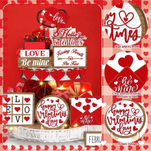 Ensemble de 15 décorations pour plateaux à étages pour la Saint-Valentin, décoration de table en bois, panneaux romantiques en forme de cœur