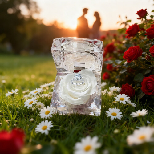 Heart-Shaped Acrylic Ring Box - Red, 1 pc 1