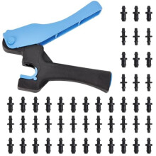 Furador para irrigação por gotejamento para tubos de PE de 16 mm e 20 mm com tampões.