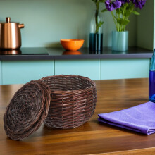 Panier décoratif tressé avec couvercle pour ranger pommes de terre, oignons, café, récipient de cuisine de style campagnard