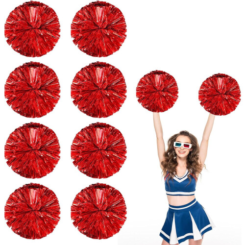 8 metalliske cheerleader-pomponer, 30 cm ringformet