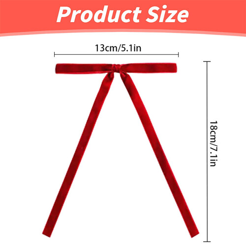 Conjunto de 12 fitas de Natal de veludo vermelho com laço dupla face de 5x7 polegadas 2