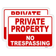 Large No Trespassing Signs, 10x14" Aluminum, UV-Printed, Weatherproof, 7-Year Outdoor Durability, Private Property (2-Pack)