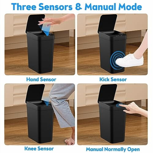 Gal touchless bathroom trash can with lid 2 pack black 2