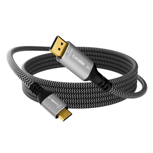 Καλώδιο 4K DP σε Mini HDMI4FT, Υποστηρίζει4K@60Hz/2K@120Hz, Πλεγμένο από νάιλον — Συμβατό με AMD,