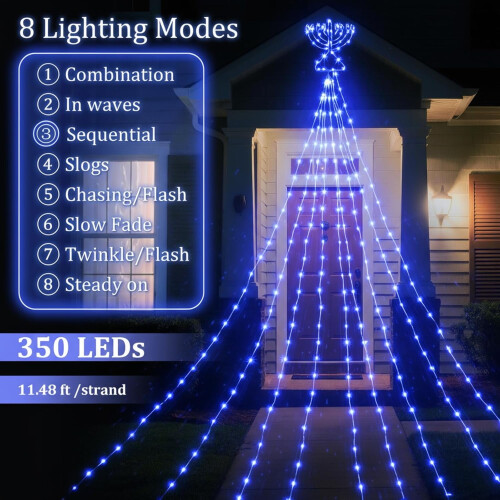 Udendørs Hanukkah Menorah Blå LED 3,7 m 2