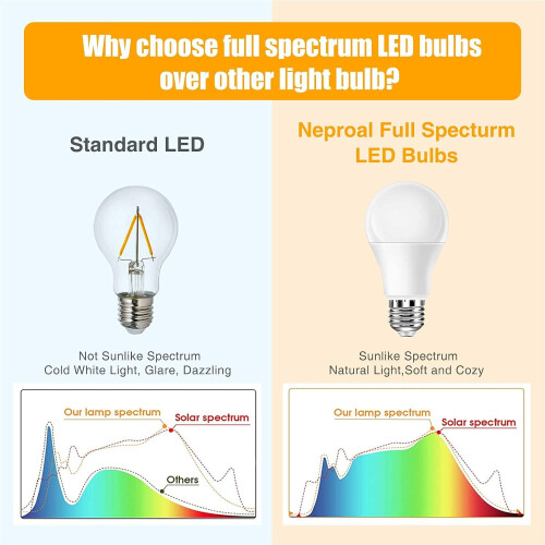 Ampoules à spectre complet 6000K 9W A19E26 (lot de 3) 1