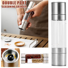 Two-Way Seasoning Grinder, 304 Stainless Steel + Ceramic Mechanism, Adjustable Coarse/Fine, 22x5.2cm | Compatible with All Manual Spice Mills
