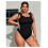 Black ribbed plus size one-piece swimsuit with bow 4