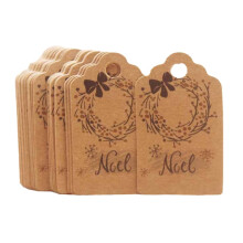 100 étiquettes à suspendre « Joyeux Noël », jolies étiquettes en papier kraft à motifs de Noël, idéales pour les emballages cadeaux et les