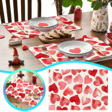 Placemats met rode hartjes voor Valentijnsdag, 17,71 x 11 inch