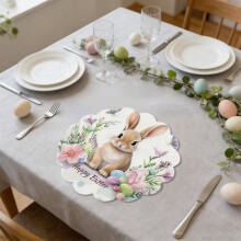 1 Stück runde Oster-Tischsets mit Blumenmuster im Frühlings-Landhausstil für die Osterfeier-Dekoration (38 cm)