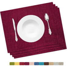 Waschbares, burgunderrotes Platzset (4er-Set), 13 x 19 Zoll, hitzebeständige Stoffmatten für den Innen- und Außenbereich