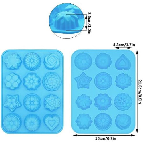 Silicone3D Flower Chocolate Molds Set5pcs12cavity 1
