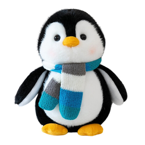 Pinguin-Plüschtier mit Schal, 23 cm, blau