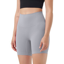 Shorts de ciclista femininos de cintura alta com controle abdominal, 16 cm de entrepernas, sem costura frontal – compatíveis com ioga, corrida,