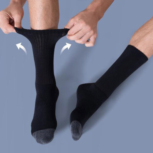 Men's Basketball Crew Socks 5-Pack – Solid Color Cushioned Mid-Calf,G,One Size 2