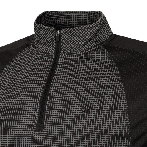 Calvin Klein (XL, Black) Calvin Klein Mens 2026 Micro Grid CK 1/2 Zip Mid Layer Baselayer 2