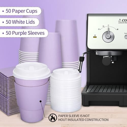 Gobelets à café jetables violet clair de Pâques, lot de 50 (12 oz). 2