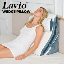 Lavio Large Wedge Pillow Cooling Memory Foam Orthopaedic Bed Cushion Acid Reflux