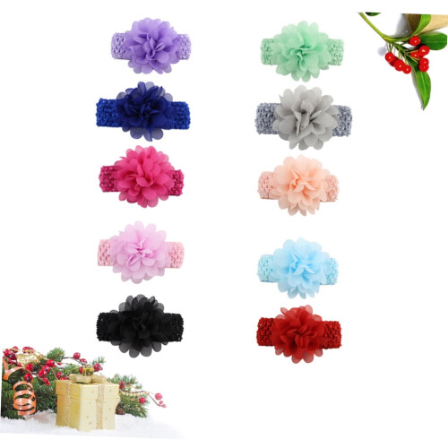 10 stk. blomsterprintede chiffonpandebånd til piger 2