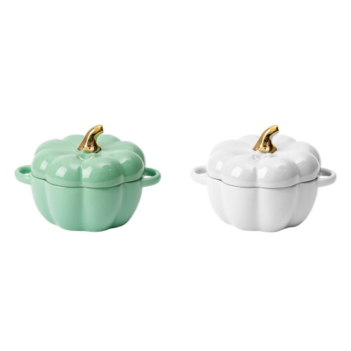Pumpkin Ceramic Saucepan and Dutch Oven 2-Piece Set 1