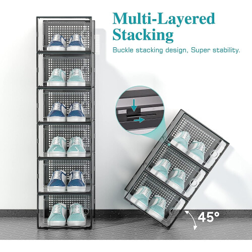 Plastic shoe storage boxes with lids 12-pack 1