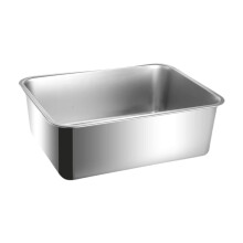 Cat Litter Box Litter Pan Stainless Steel Container Easy to Clean Open Top Large Height 15cm