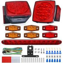 Kit d'éclairage LED carré rouge ambre 12V pour remorque