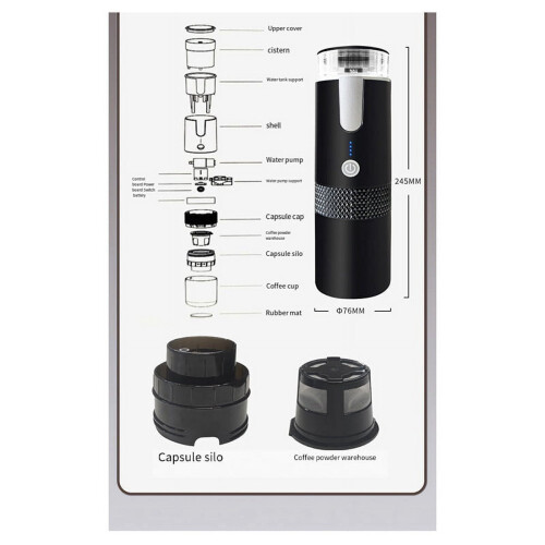 Wireless Electric Coffee Maker Portable 1200mAh USB 1