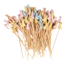 100pcs Easter Bunny Fruits Food Picks Rabbit Eggs Sandwich Bamboo Toothpick