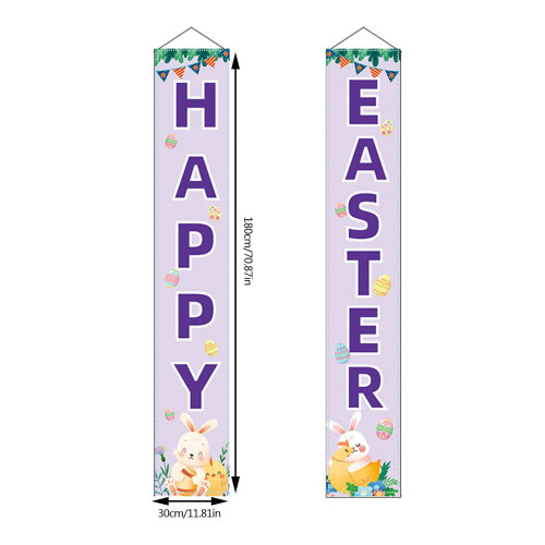 Konijn Paarse Paasspreuken Buiten Polyester Vlag 2