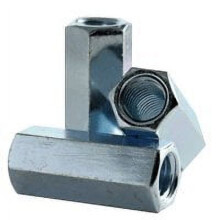 Hex Coupling Nuts 3/8"-16 x 1/2" x 1 1/8", A563 Grade A Steel, Zinc Plated (Quantity: 50) Thread Size: 3/8"-16, Length: 1 1/8", Width: 1/2"