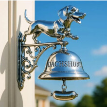 Dachshund Dog Shaped Wall Mounted Bell Cast Iron Decorative Entryway Bell for Home Garden Door Gate Outdoor Indoor Use