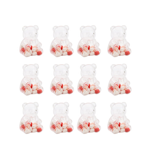 12 Pack Bear Shaped Plastic Containers with Lids for Storage and Organization Multi Purpose Empty Boxes Bulk Set 1