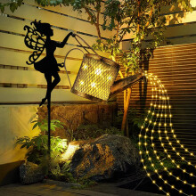 Lampes solaires LED pour jardin – Arrosoir lumineux sur piquet avec guirlande lumineuse, étanche IP55, blanc chaud, pour pelouse, terrasse, jardin