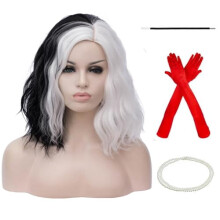 Perruque courte bouclée ondulée de 35,5 cm pour femmes et filles, style carré, effet naturel, idéale pour Halloween, cosplay, soirées et fêtes